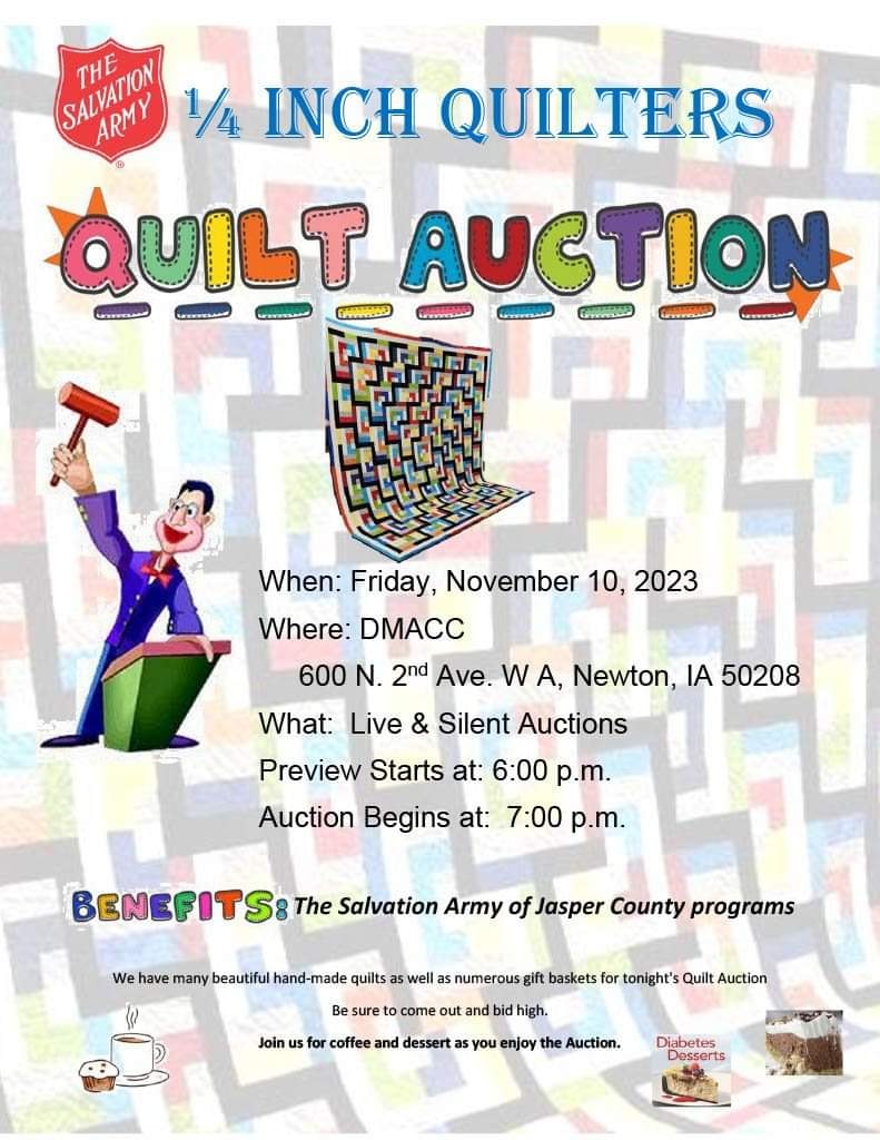 <h1 class="tribe-events-single-event-title">Salvation Army Quilt Auction 11/10</h1>